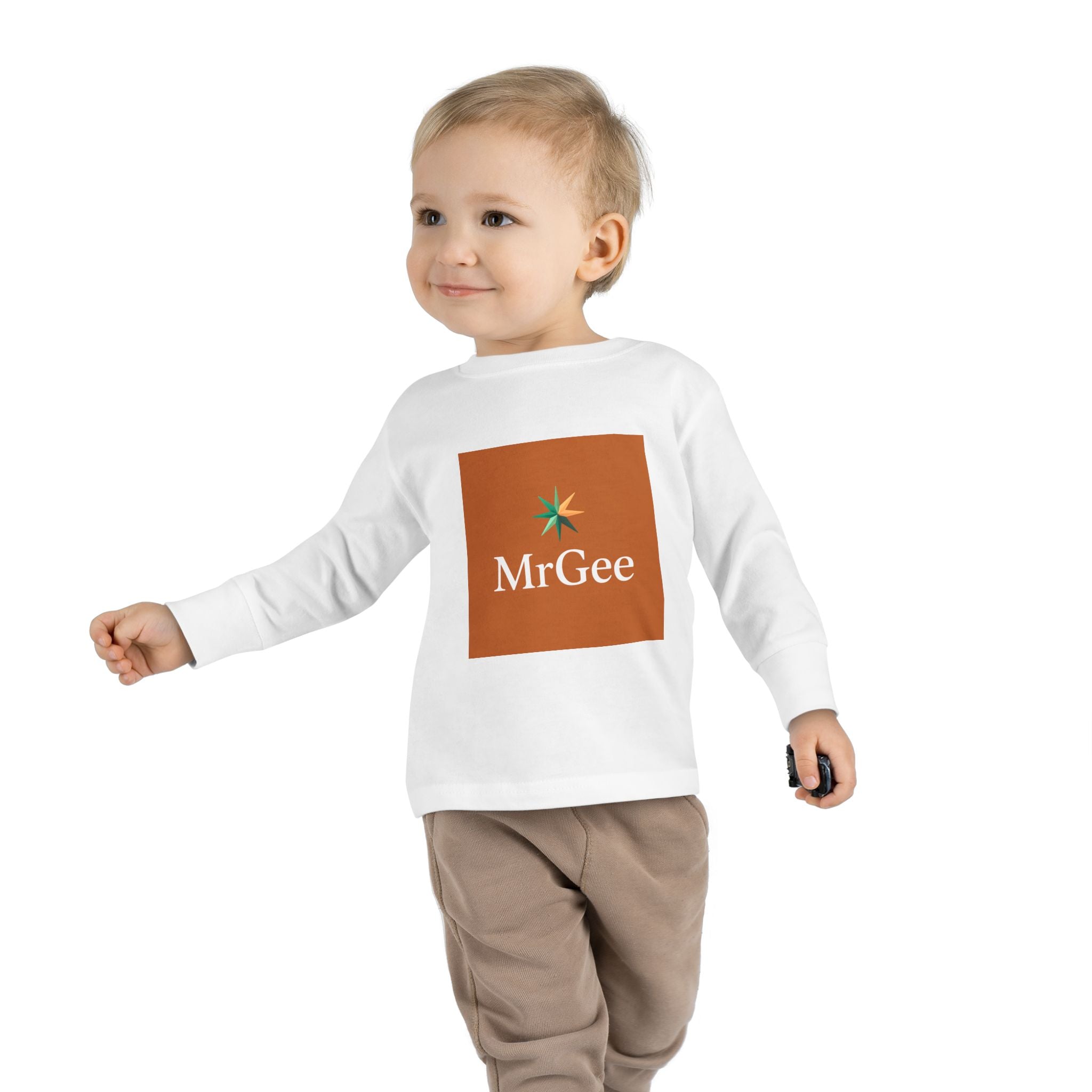 Toddler Long Sleeve Tee — 'MrGee' Logo Square Graphic Kids Shirt