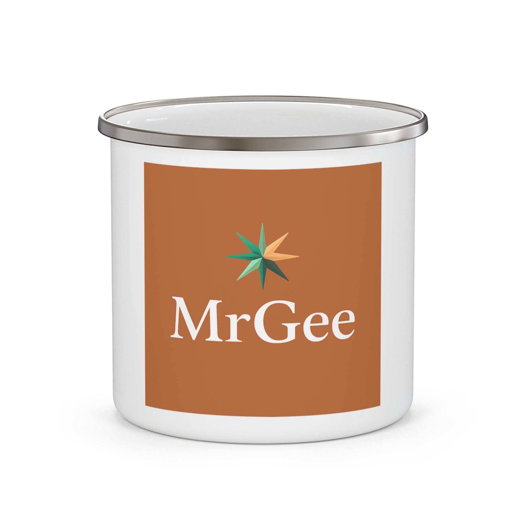 Enamel Camping Mug — MrGee Logo Rustic Camper Coffee Cup