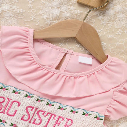 toddler girl dress with bow Pink Ruffle Sleeve Dress