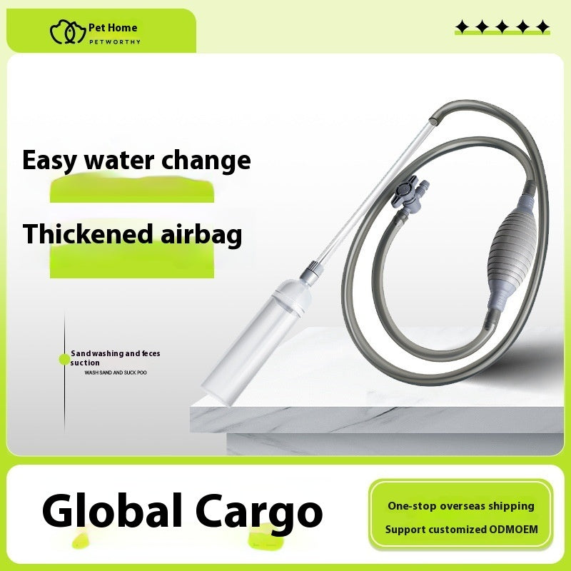 1.5m Grey Water Changer with thickened airbag and suction tube for easy water changing and cleaning fish tanks.