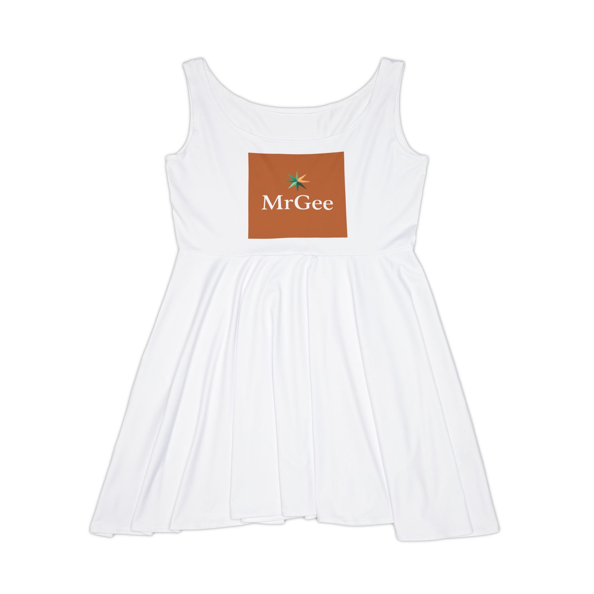 MrGee Logo Skater Dress — Women's Casual AOP Scoop-Neck Dress