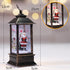 Christmas LED Flame Oil Lamp with Santa in a festive lantern, 5cm x 5cm x 13cm, creating a cozy atmosphere.