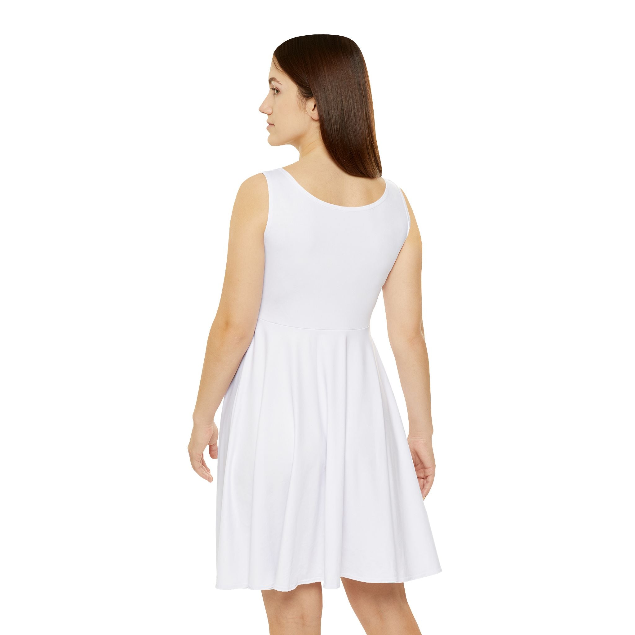 MrGee Logo Skater Dress — Women's Casual AOP Scoop-Neck Dress