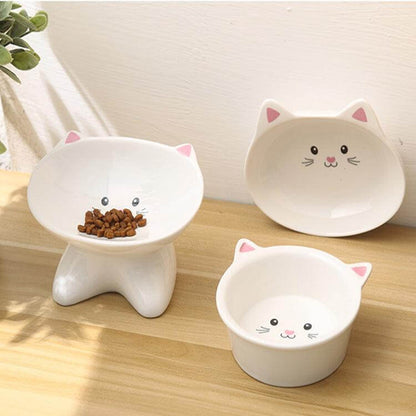 ceramic cat bowl Small Cat Face Shape Pet Food Bowl