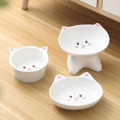 ceramic cat bowl Small Cat Face Shape Pet Food Bowl