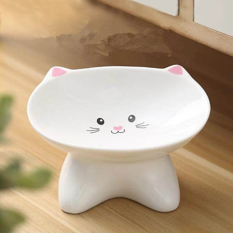 ceramic cat bowl Small Cat Face Shape Pet Food Bowl 2 in 1
