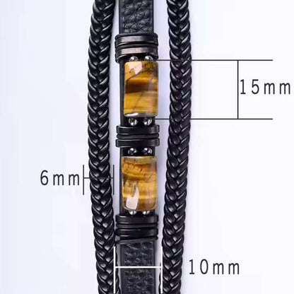 braided leather bracelet Natural Tiger Eye Stone Bracelet