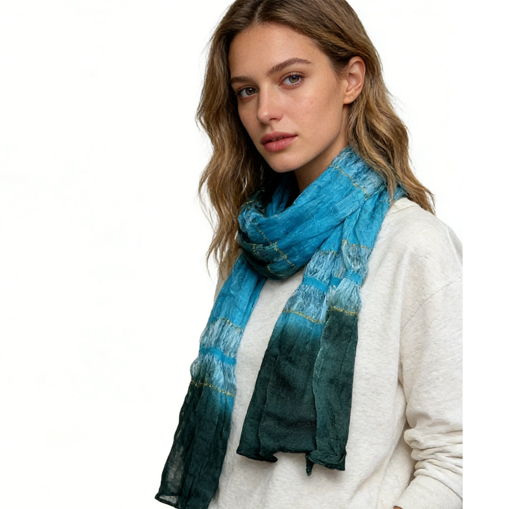 Accessories for winter Turquoise Metallic Scarf Multicolor