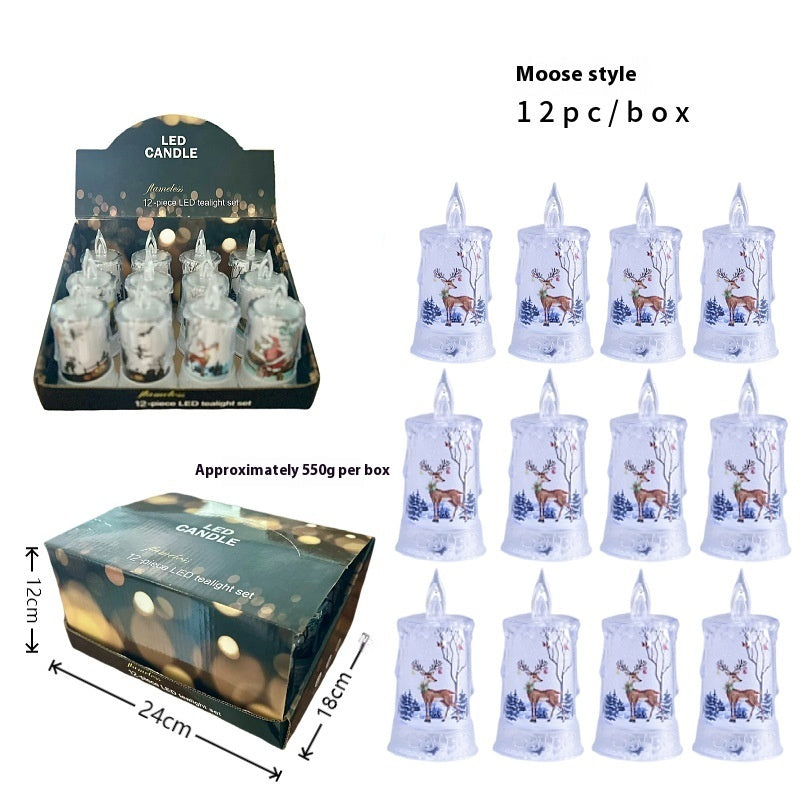 Christmas Decorations Candle Light Scene Layout Christmas Deer 12 Pack