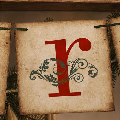 Christmas Decorations, Vintage Merry Christmas Banner, Rustic Holiday Hanging Decor For Home, Living Room, Fireplace, Wall &amp; Party