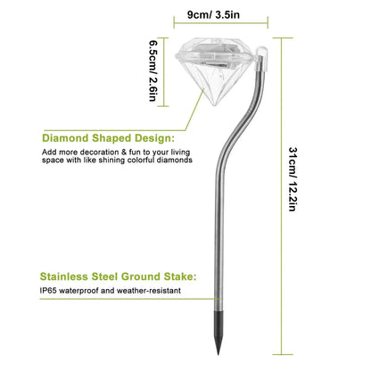 solar lights for yard 4Pcs Solar Garden Light Outdoor Diamond LED