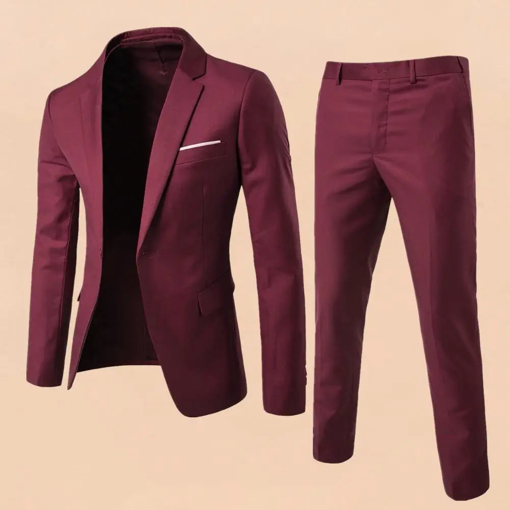 2Pcs/Set Men Slim Fit Suit