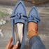 Fashion Pointed Toe Bow Flat Shoes For Women Lying Woven Slip-on Breathable Shoes Summer Blue
