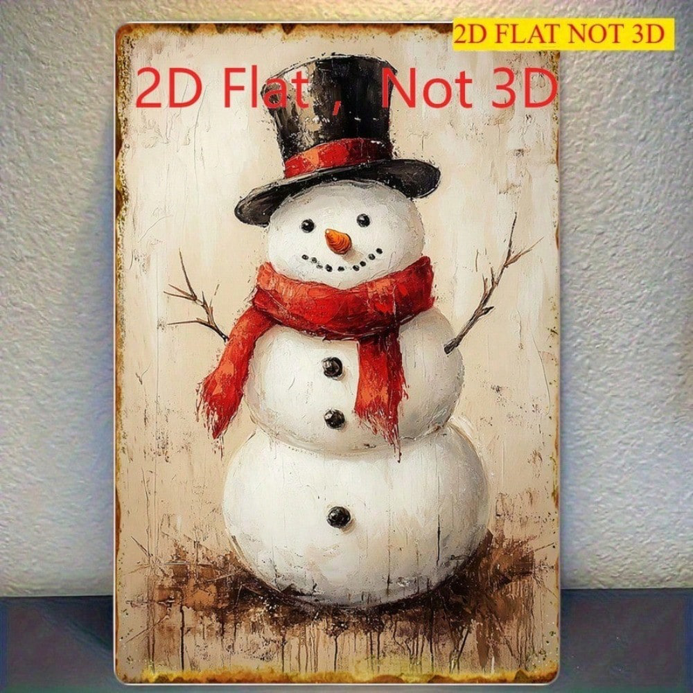CIFbuy Vintage Oil Painting Style Christmas Snowman Tin Sign, Tin Sign, Retro Art 8x12 Decor IkChristmas
