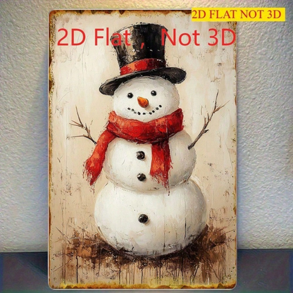 CIFbuy Vintage Oil Painting Style Christmas Snowman Tin Sign, Tin Sign, Retro Art 8x12 Decor IkChristmas