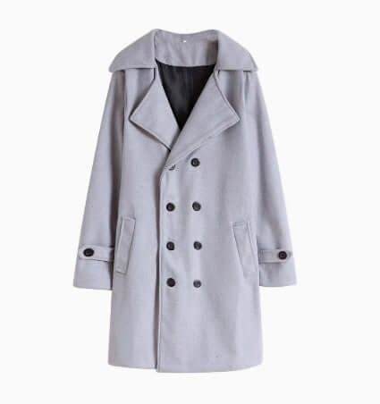 Fall Winter Men Woolen Coat Double Breasted Long