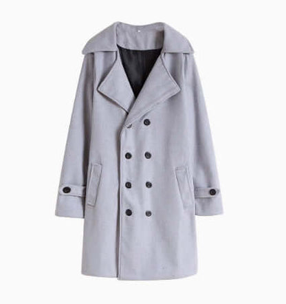 Fall Winter Men Woolen Coat Double Breasted Long