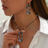 Necklace & Earrings Gold-Toned Hammered Geometric Jewelry Set Black
