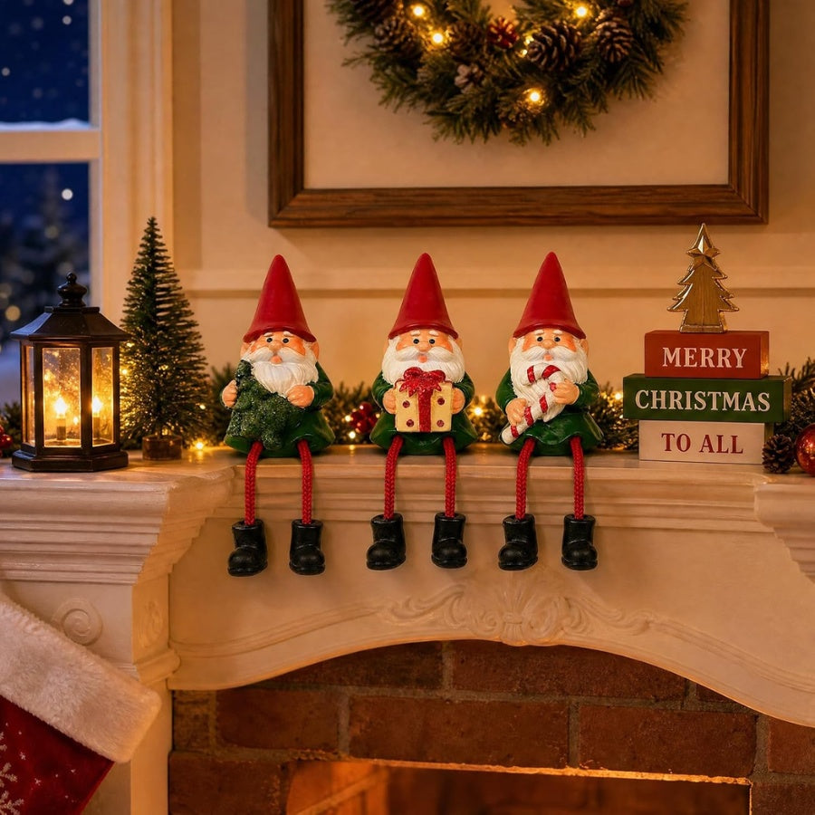 Christmas Gnome Decorations, Shelf Sitter Figurines With Dangling Legs ,3Pcs Christmas