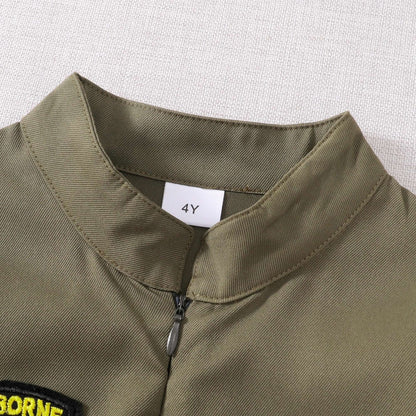 toddler boys pilot jumpsuit Army Green Long Sleeve Romper