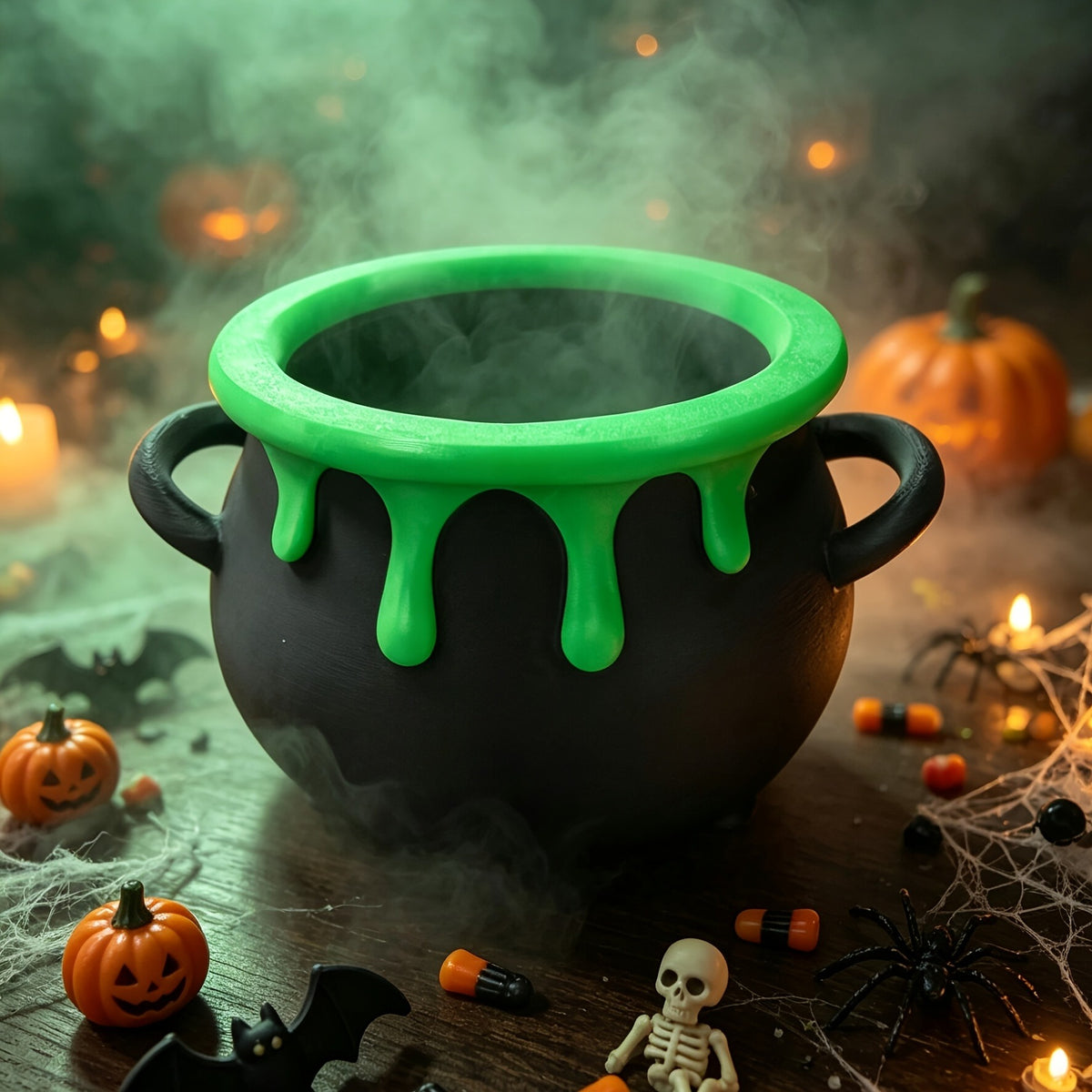Halloween Witch Cauldron Storage Bowl, Spooky Candy Holder Snack Bowl, Desktop Organizer For Party Table Decor