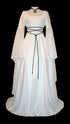 Halloween Long Sleeve Round Collar Belt Irregular Ladies Dress Halloween Witch Costume White
