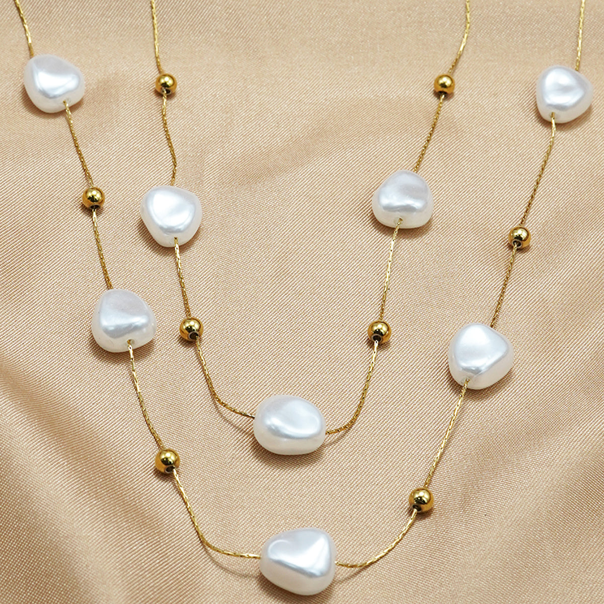 18K Gold Plated Pearl Studded Necklace