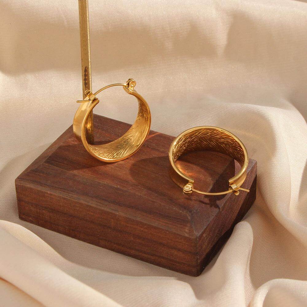 unique gold earrings Geometric Gradient Size Gold Earrings