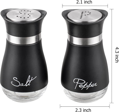 Salt And Pepper Shakers Set - Salt Containers For Gifts, Black
