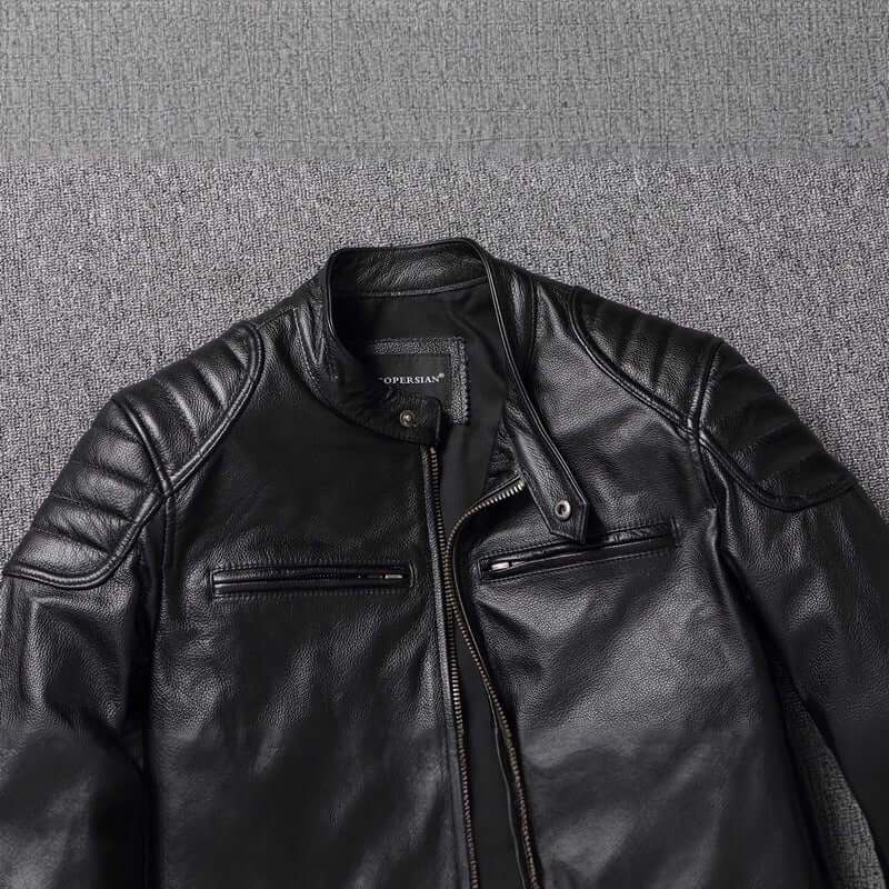First Layer Cowhide Leather Coat Men&