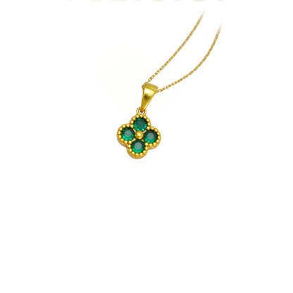 fashion gold necklace Green 4 Leaf Clover 24K Gold Necklace For Women