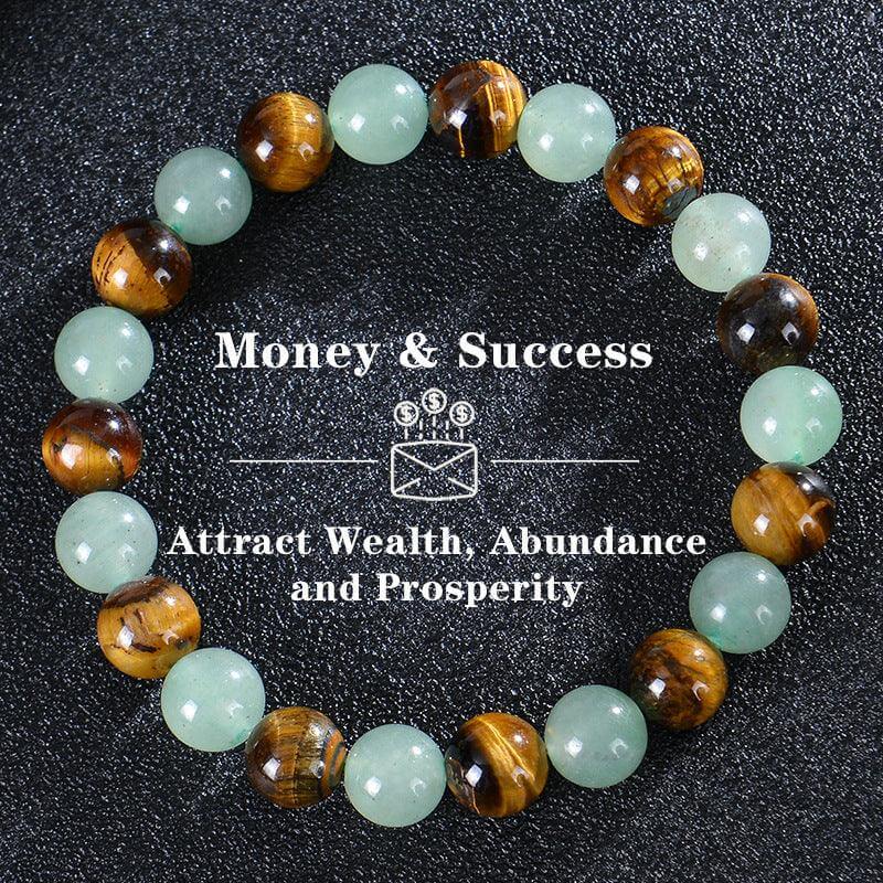 natural tiger eye beads Green Jade Bracelet For Abundance Energy Natural Tiger Eye Stone