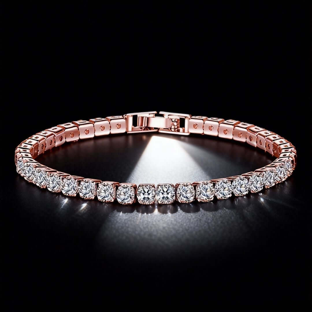 Sparkling Tennis Chain Bracelet, 14K Gold Plated Cubic Zirconia Wristband, Dainty Unisex Jewelry For Wedding, Party &amp; Daily Wear