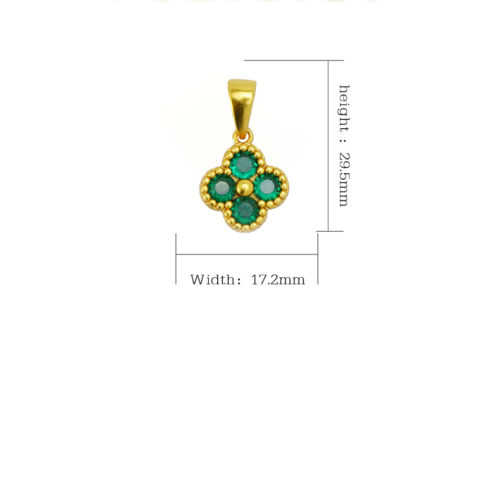 fashion gold necklace Green 4 Leaf Clover 24K Gold Necklace For Women