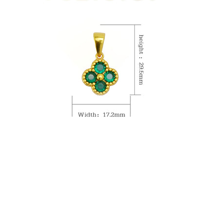 fashion gold necklace Green 4 Leaf Clover 24K Gold Necklace For Women