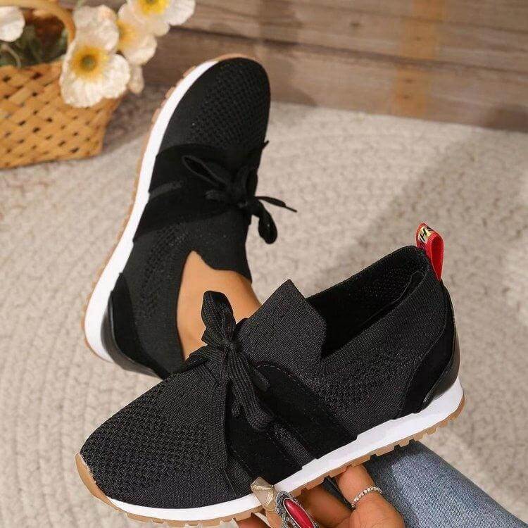 comfortable flats for women New Lace Up Mesh Flats Shoes For Women Black