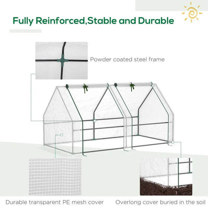 Portable Mini Greenhouse, Outdoor Garden With Large Zipper Doors And Water UV PE Cover