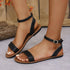 One-straped Flat Sandals Summer Buckle Roman Shoes Fashion Simple Sandal Black
