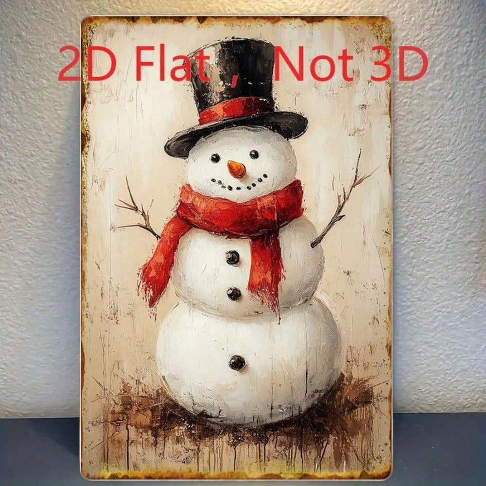 CIFbuy Vintage Oil Painting Style Christmas Snowman Tin Sign, Tin Sign, Retro Art 8x12 Decor IkChristmas