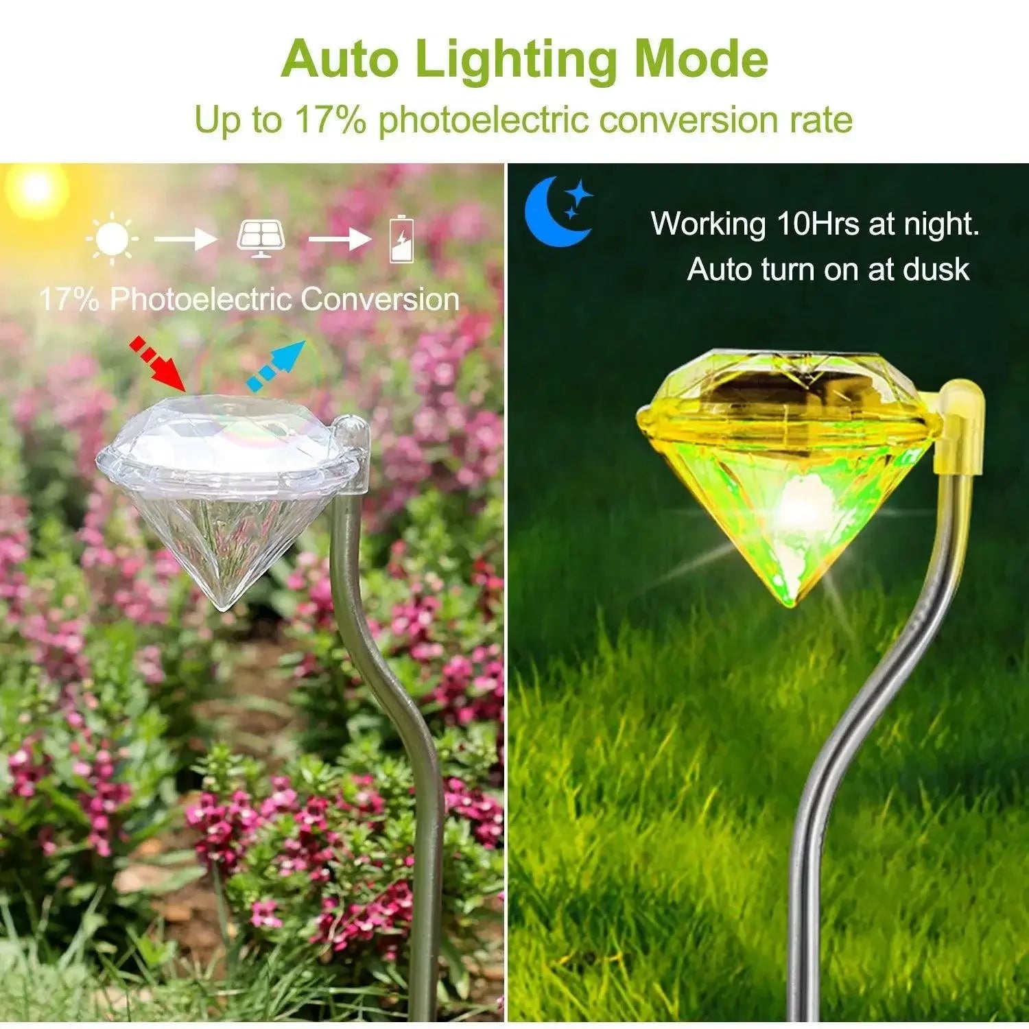 solar lights for yard 4Pcs Solar Garden Light Outdoor Diamond LED