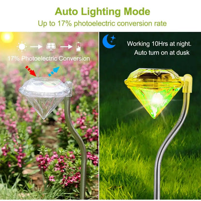 solar lights for yard 4Pcs Solar Garden Light Outdoor Diamond LED