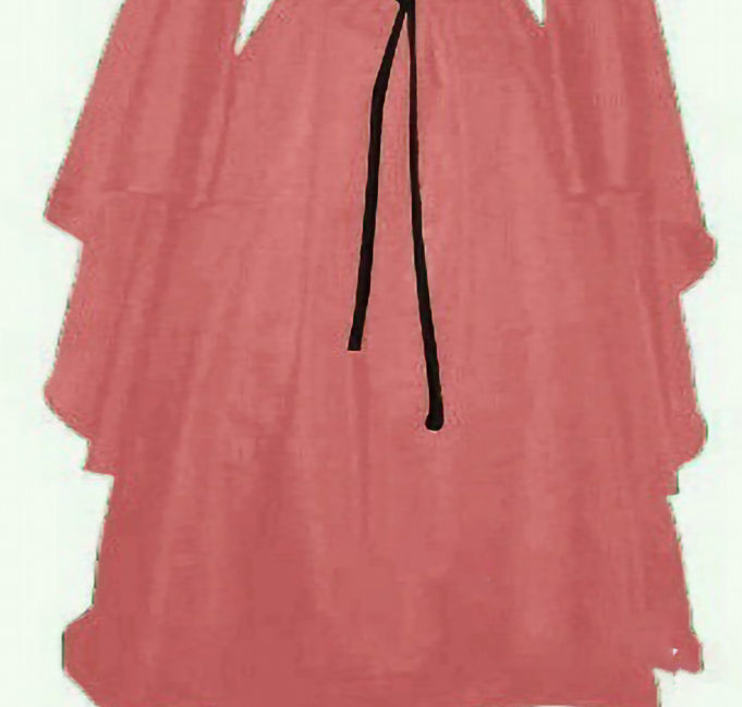 Halloween Long Sleeve Round Collar Belt Irregular Ladies Dress Halloween Witch Costume PINK M
