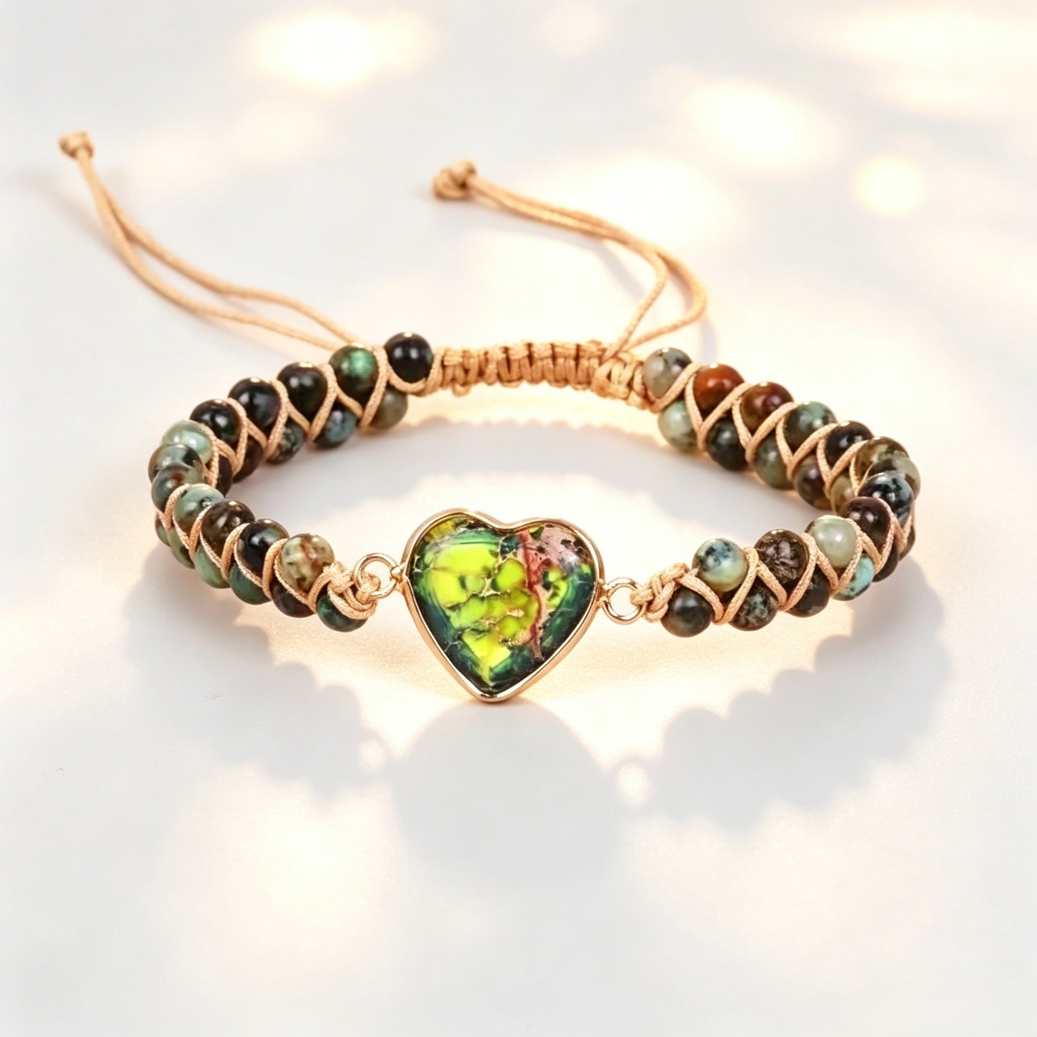beaded woven bracelet Heart-shaped Pendant Bracelet African Pine Love Bracelet