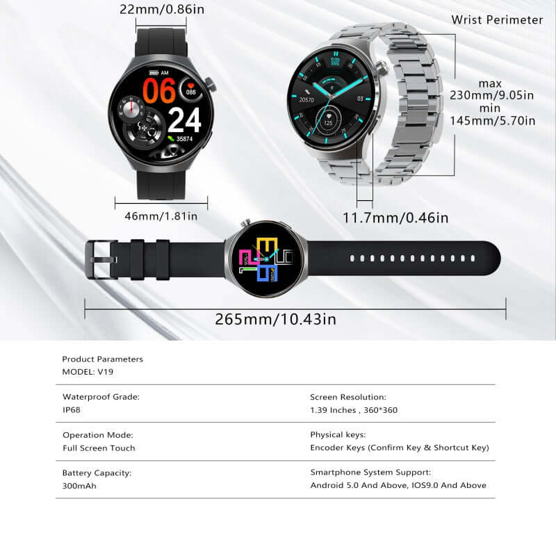 smartwatch for men SENBONO V19 Business Men Smart Watch