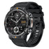 Smart Watch with a black strap and intricate mechanical design, featuring a digital display and multiple function buttons.