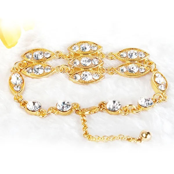 Noble Burnished Gold Bling Rhinestone Bracelet Gold