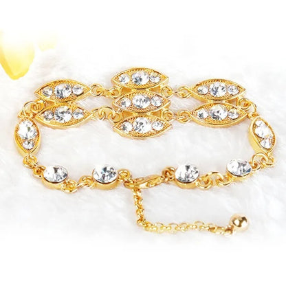 Noble Burnished Gold Bling Rhinestone Bracelet Gold