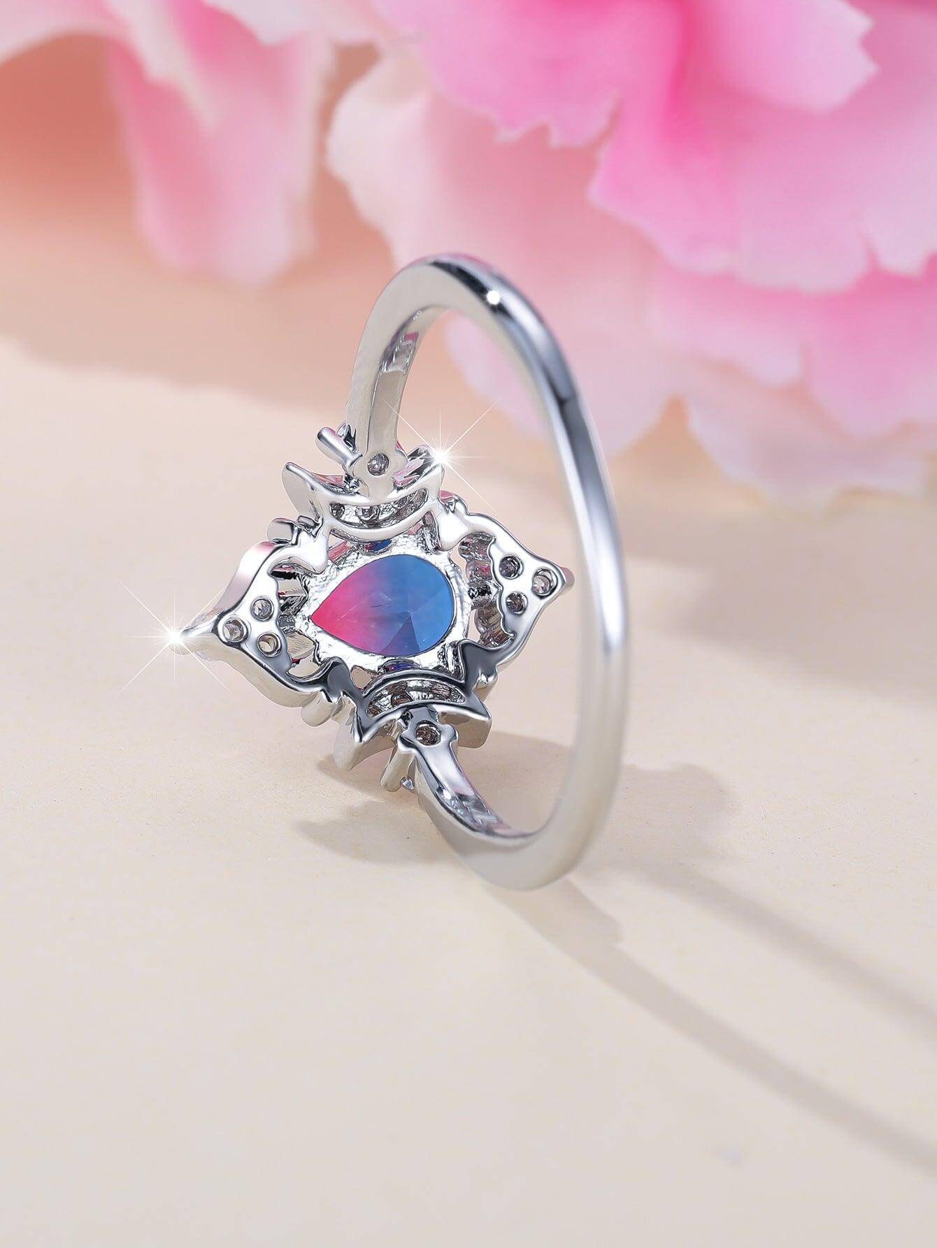 designer rings for women New Gradient White K Rose Ring