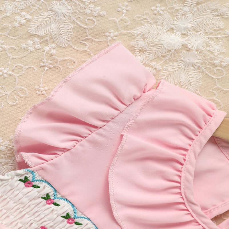 toddler girl dress with bow Pink Ruffle Sleeve Dress