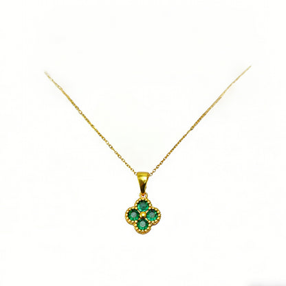 fashion gold necklace Green 4 Leaf Clover 24K Gold Necklace For Women